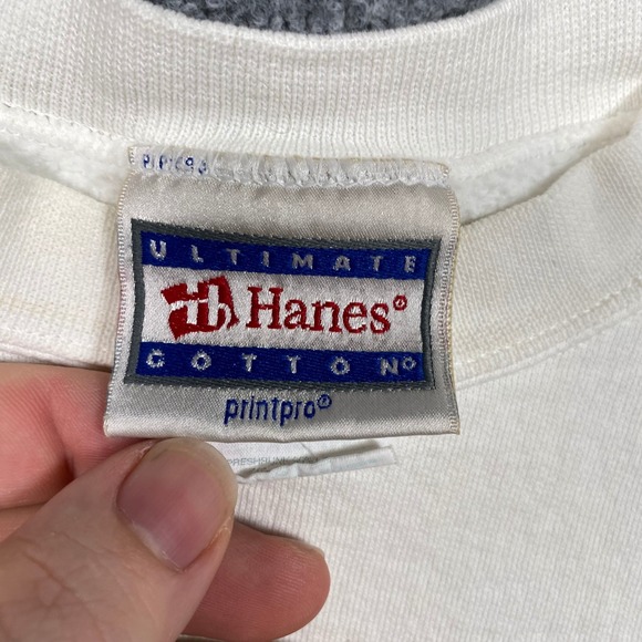 Vintage Hanes Cotton White Sweatshirt Tropical Sunset Tennis Adult Small - Picture 4 of 7